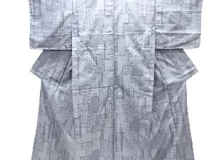 未使用品　花唐草に古典柄織出し西陣お召し着物